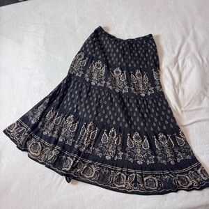 Ralph Lauren Black and Tan Broomstick Maxi Skirt